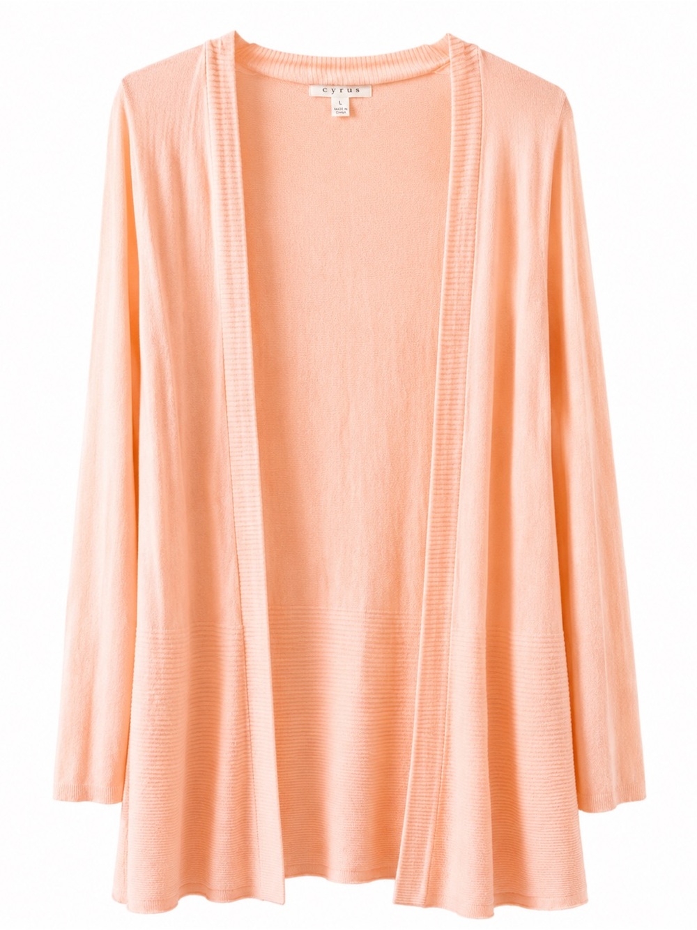 Cyrus Women's Pink Open Front Draped Lightweight Long Sleeve Cardigan Size Large